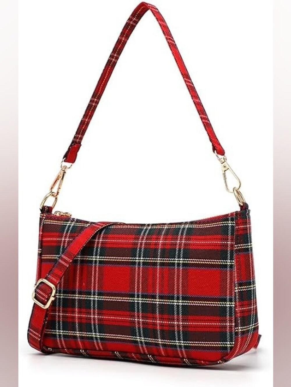 Collegecore Classic Red Stewart Tartan Plaid Shoulder Bag Purse
